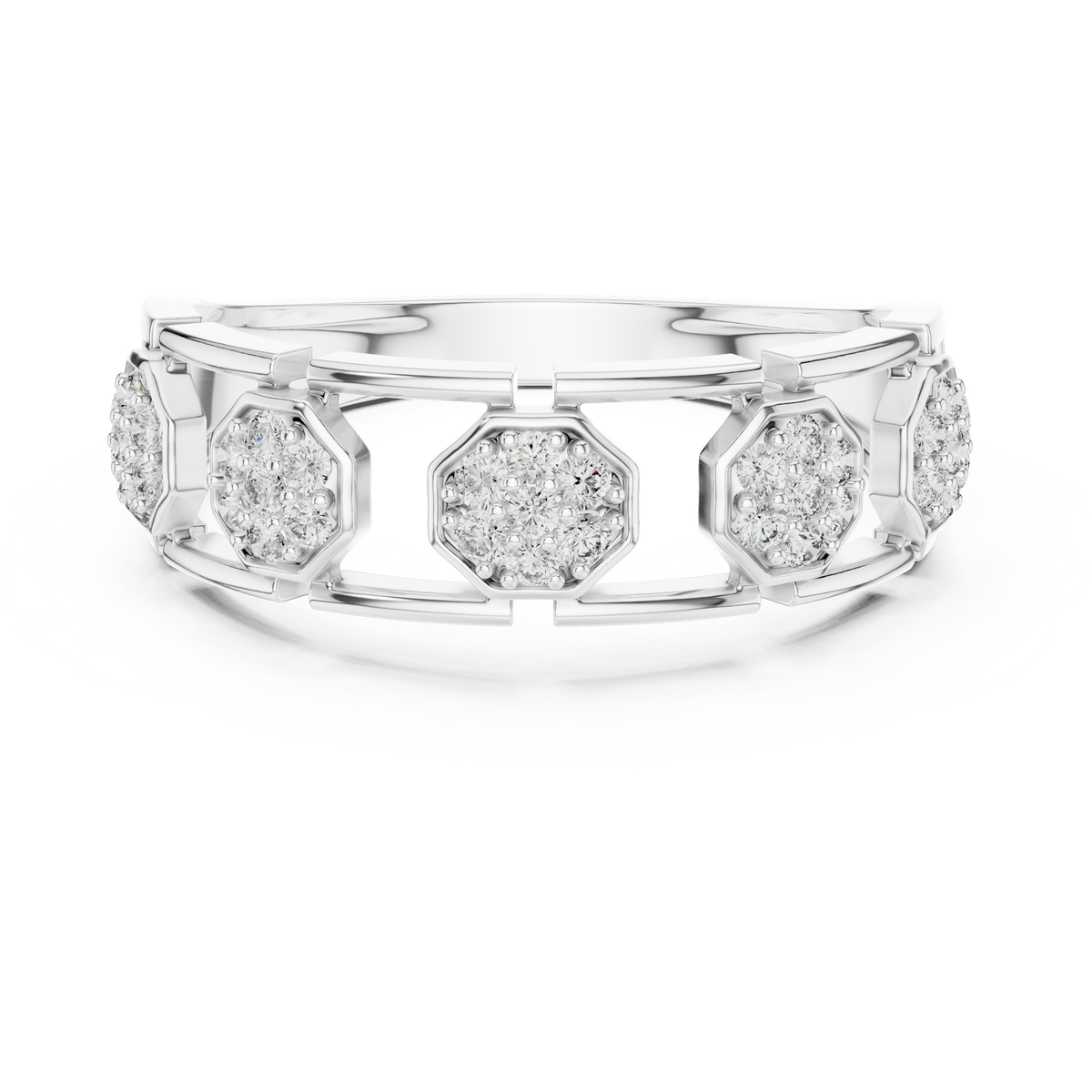Octavelle Hexagon Cluster Lab Grown Diamond Ring.