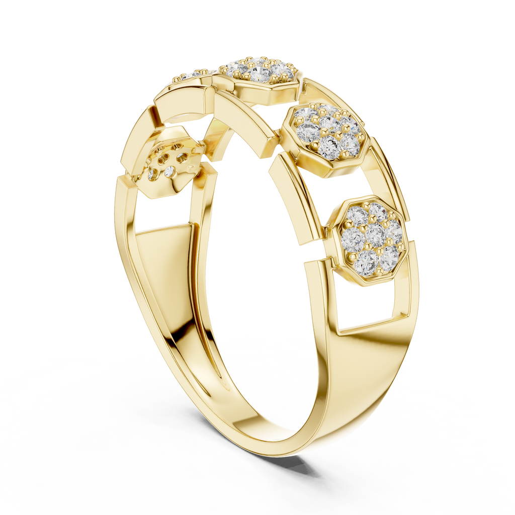 Octavelle Hexagon Cluster Lab Grown Diamond Ring.
