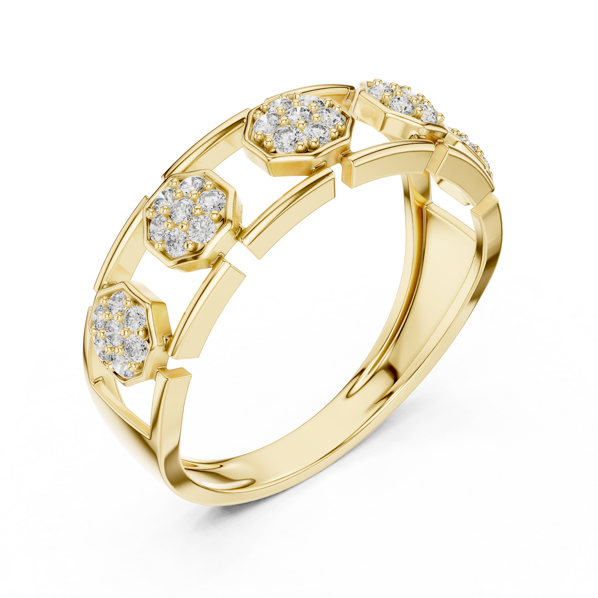 Octavelle Hexagon Cluster Lab Grown Diamond Ring.