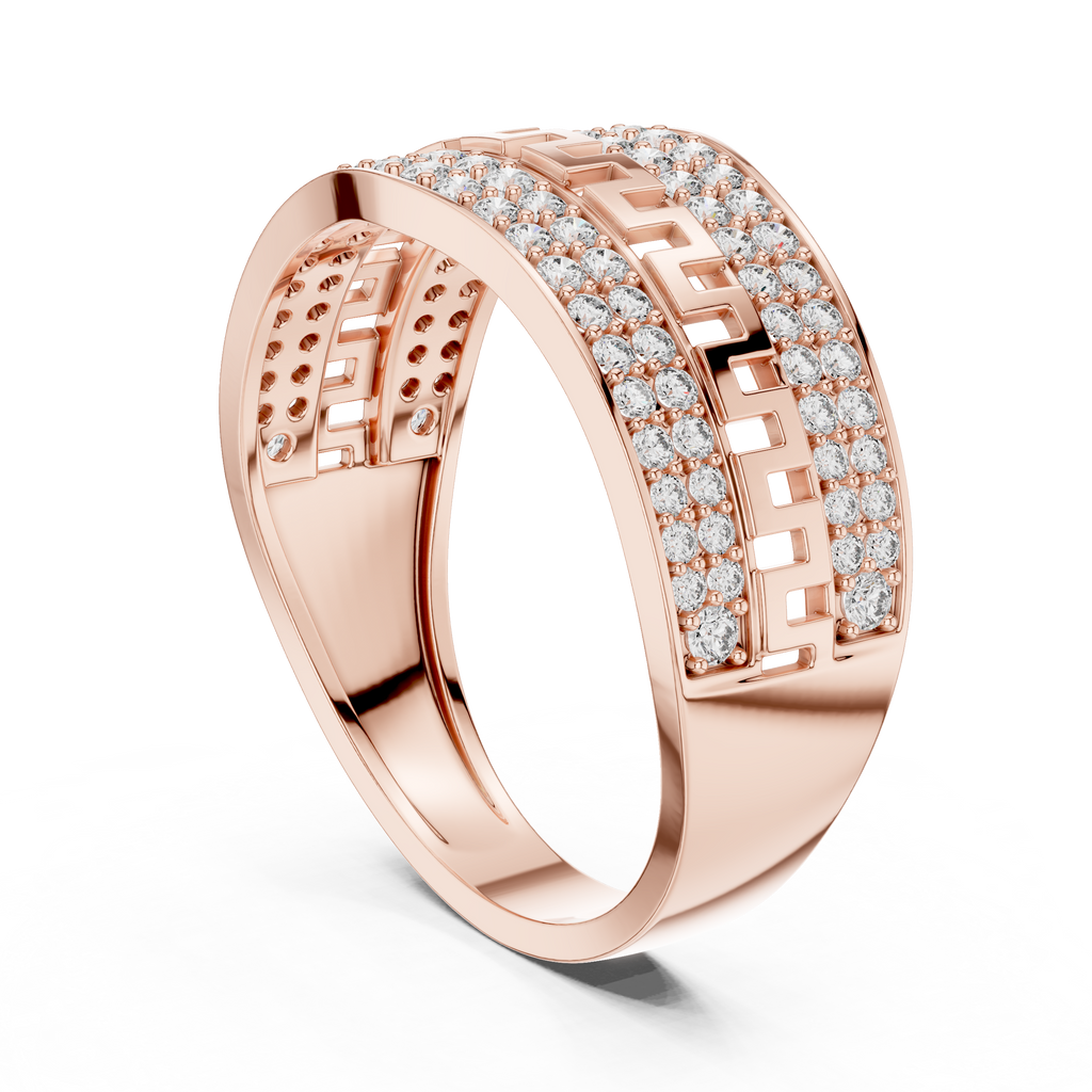 Aurexion Greek Key Pavé Lab Grown Diamond Ring.