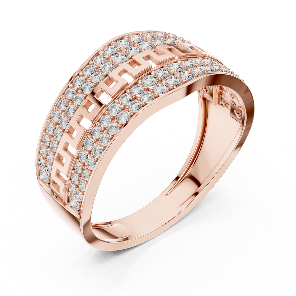 Aurexion Greek Key Pavé Lab Grown Diamond Ring.
