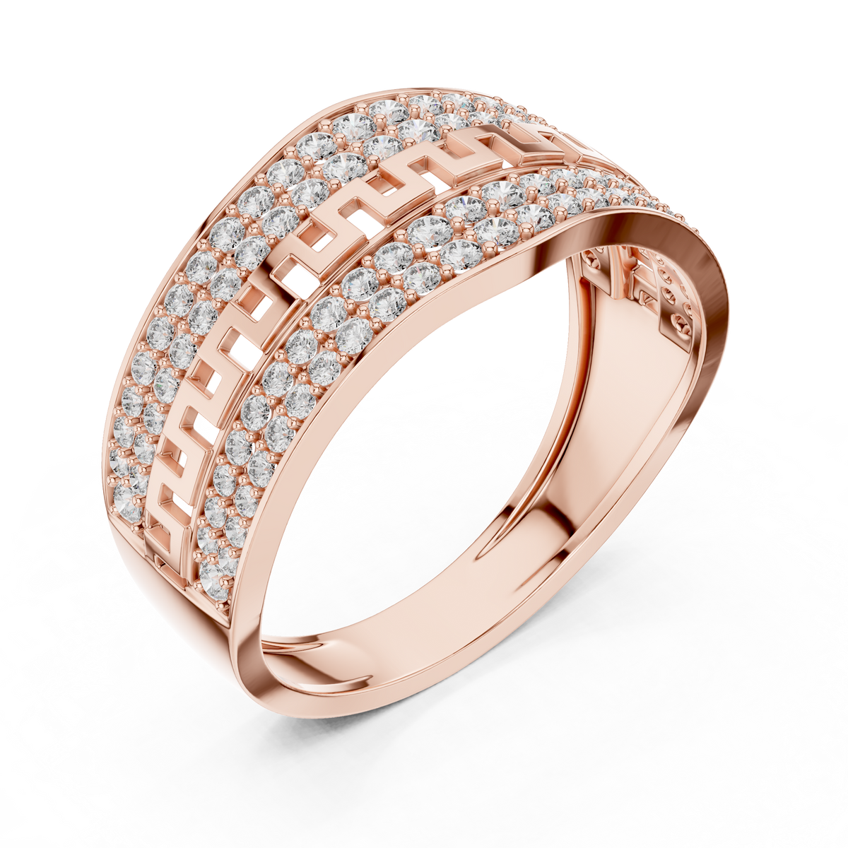 Aurexion Greek Key Pavé Lab Grown Diamond Ring.
