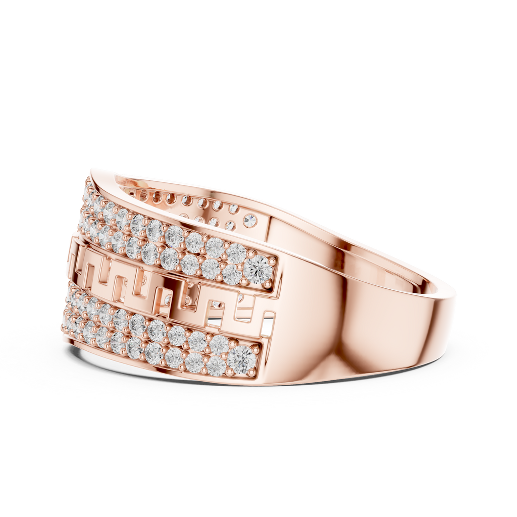 Aurexion Greek Key Pavé Lab Grown Diamond Ring.