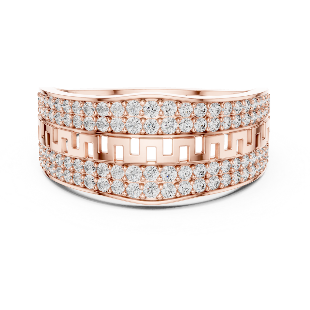 Aurexion Greek Key Pavé Lab Grown Diamond Ring.