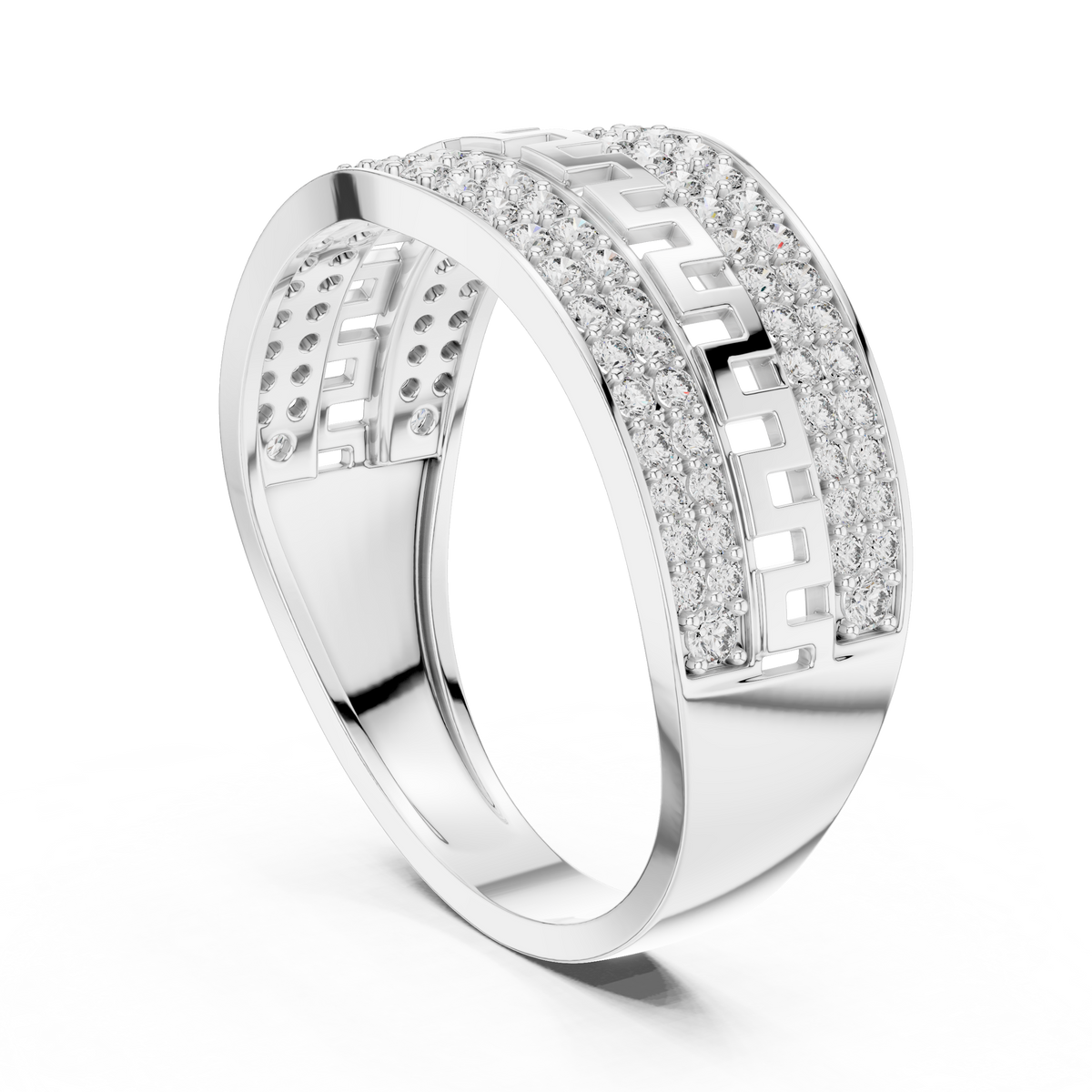 Aurexion Greek Key Pavé Lab Grown Diamond Ring.