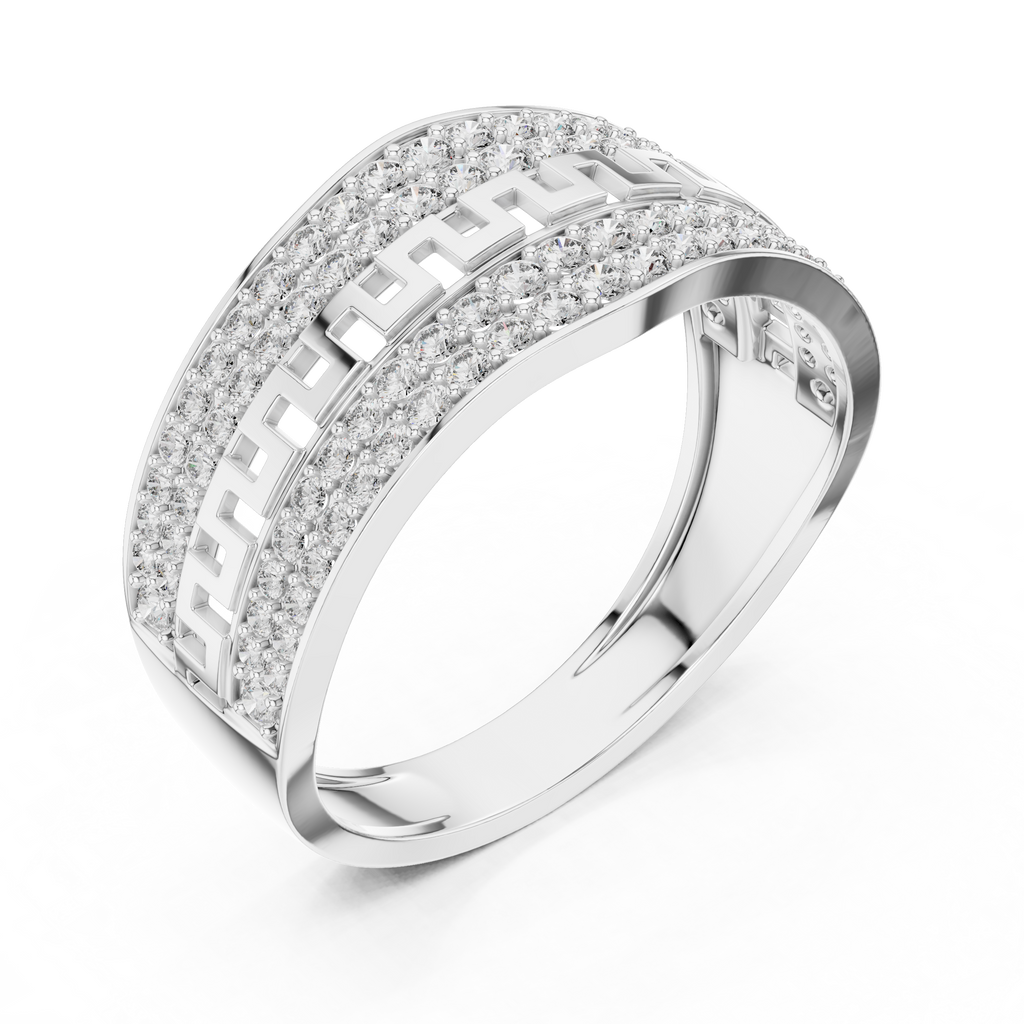 Aurexion Greek Key Pavé Lab Grown Diamond Ring.