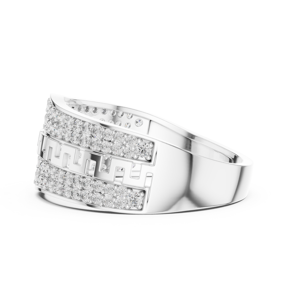 Aurexion Greek Key Pavé Lab Grown Diamond Ring.