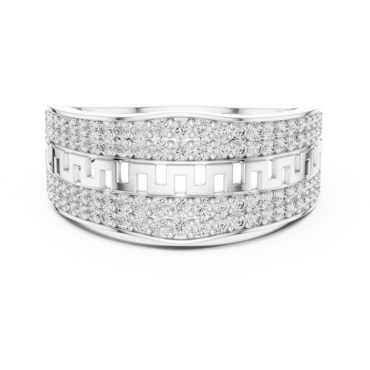 Aurexion Greek Key Pavé Lab Grown Diamond Ring.