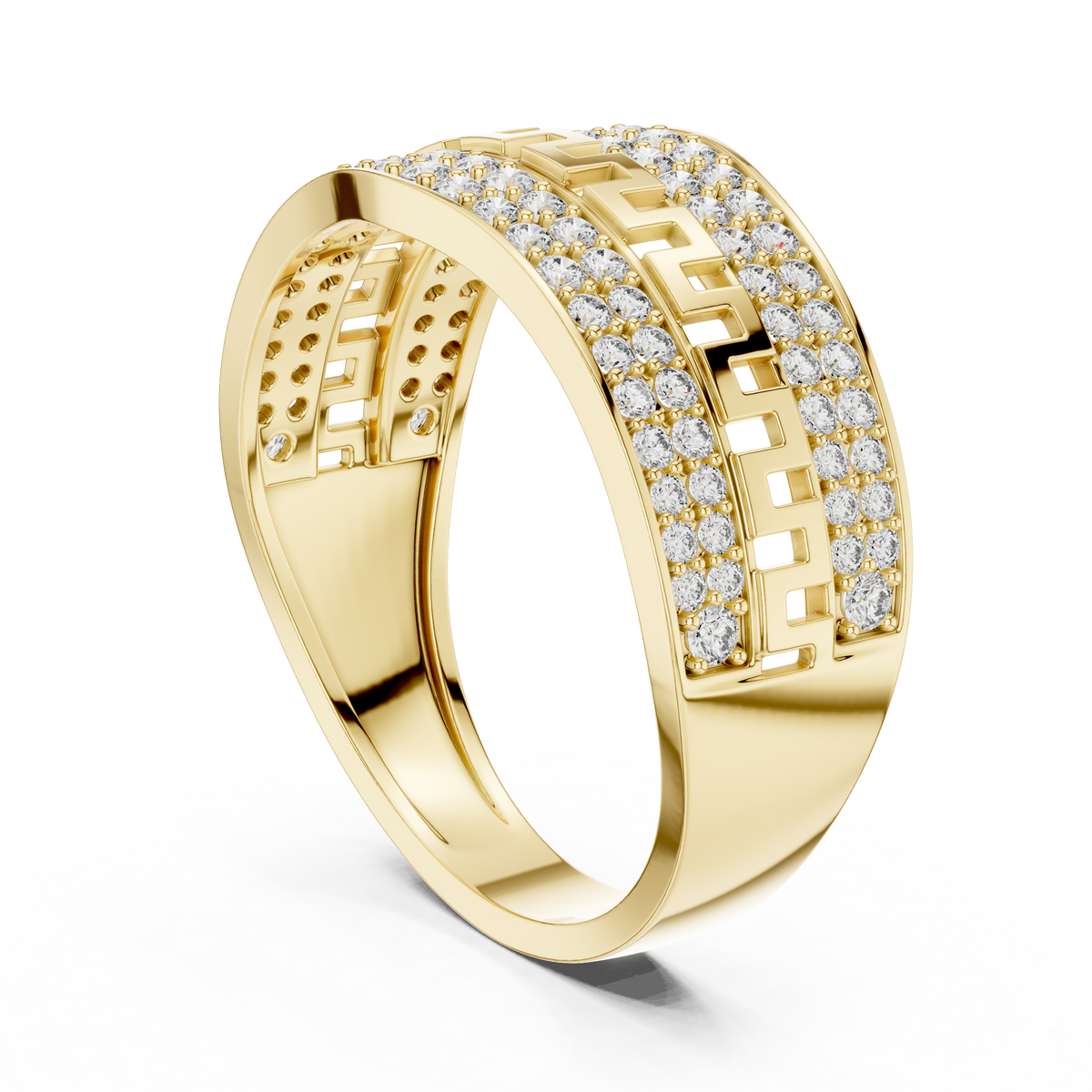 Aurexion Greek Key Pavé Lab Grown Diamond Ring.