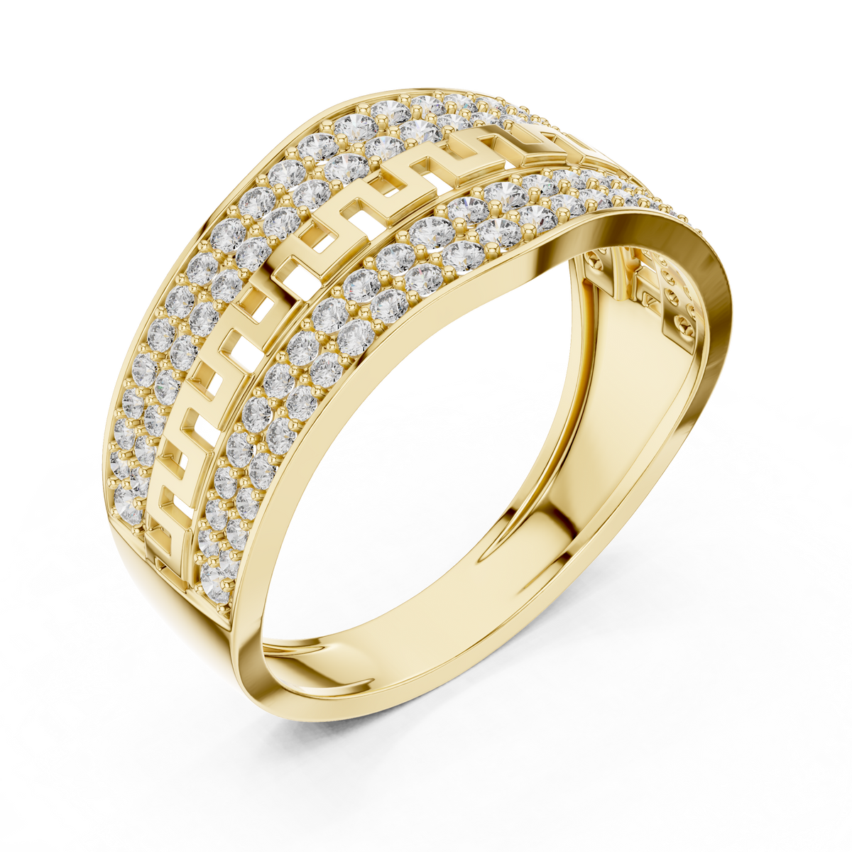 Aurexion Greek Key Pavé Lab Grown Diamond Ring.