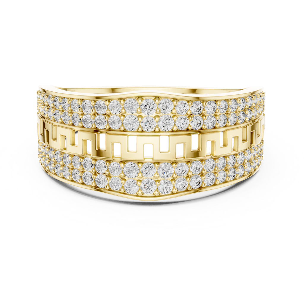 Aurexion Greek Key Pavé Lab Grown Diamond Ring.