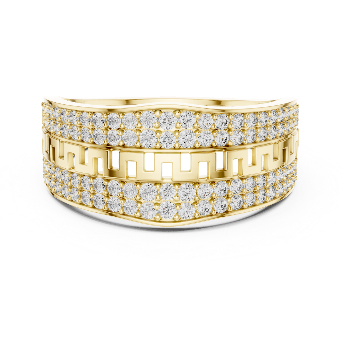 Aurexion Greek Key Pavé Lab Grown Diamond Ring.