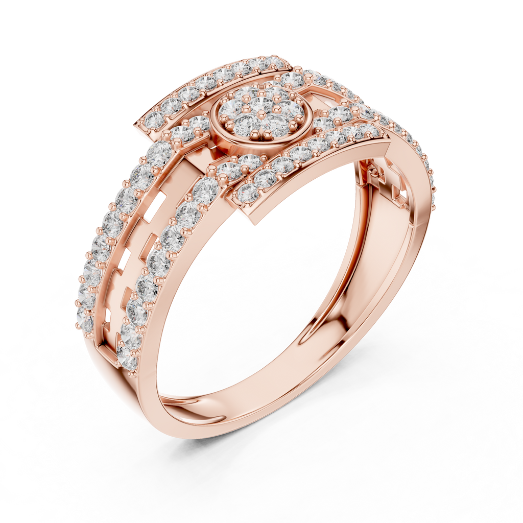 Elaris Round Halo Geometric Lab Grown Diamond Ring