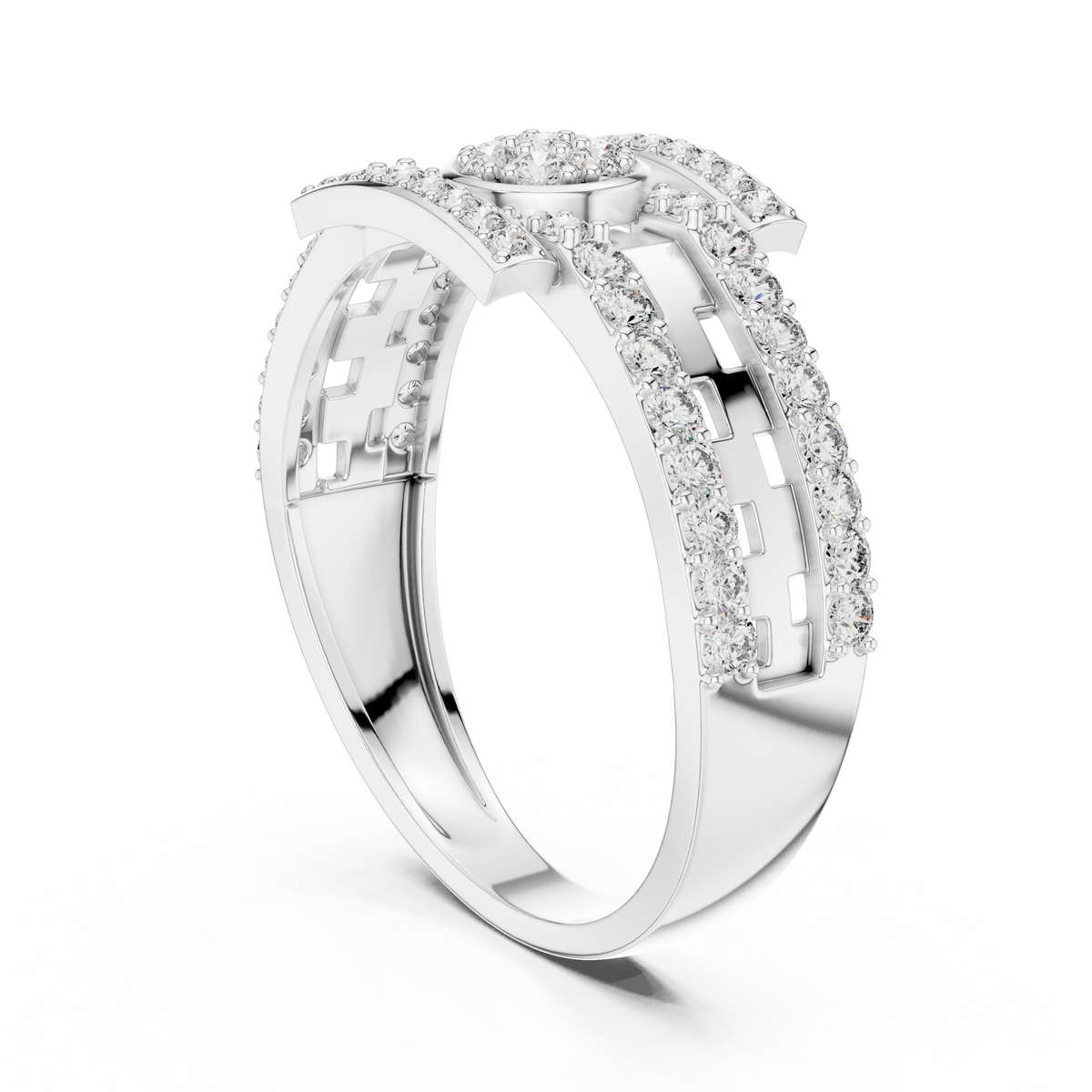 Elaris Round Halo Geometric Lab Grown Diamond Ring