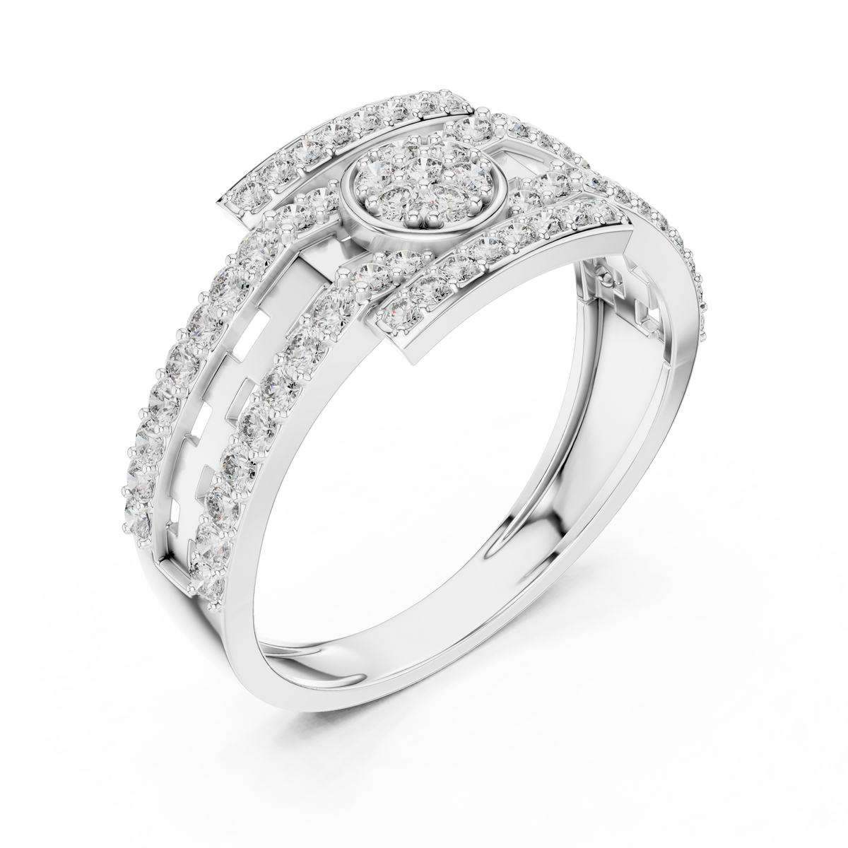 Elaris Round Halo Geometric Lab Grown Diamond Ring