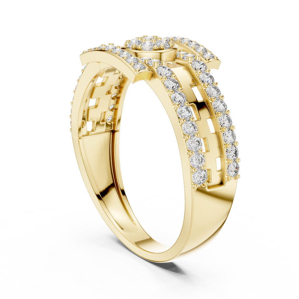 Elaris Round Halo Geometric Lab Grown Diamond Ring