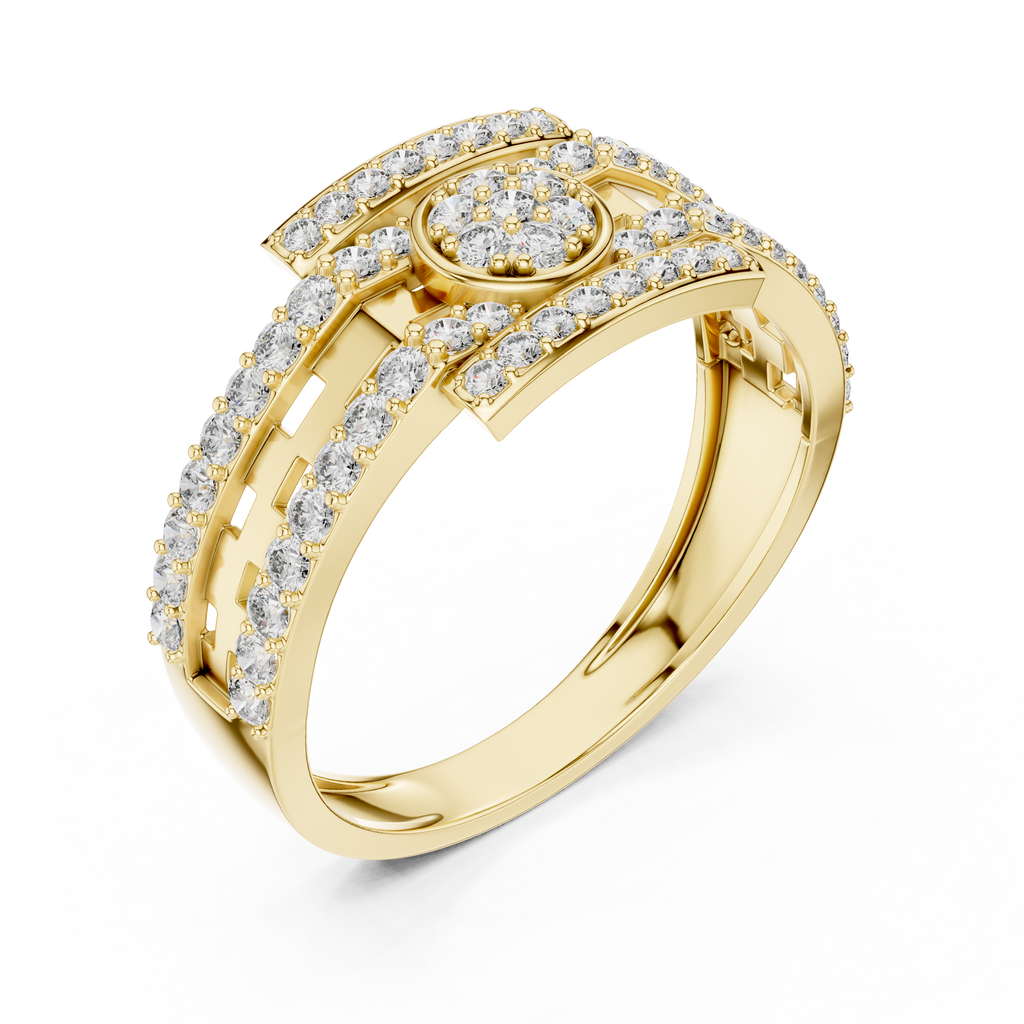Elaris Round Halo Geometric Lab Grown Diamond Ring