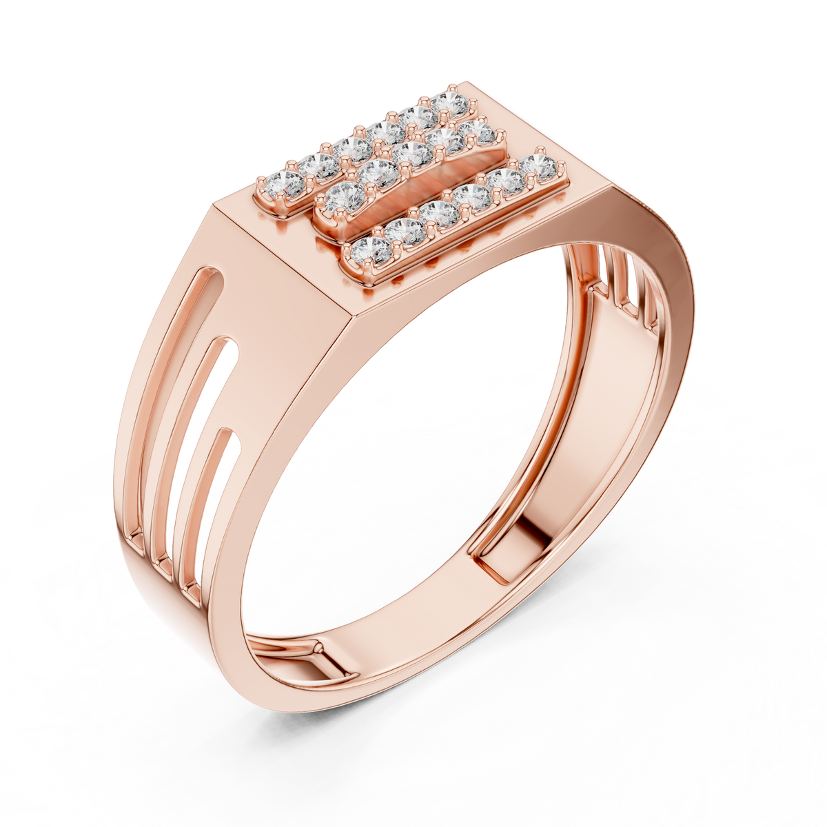 Cavellion Triple Bar Pavé Lab Grown Diamond Ring