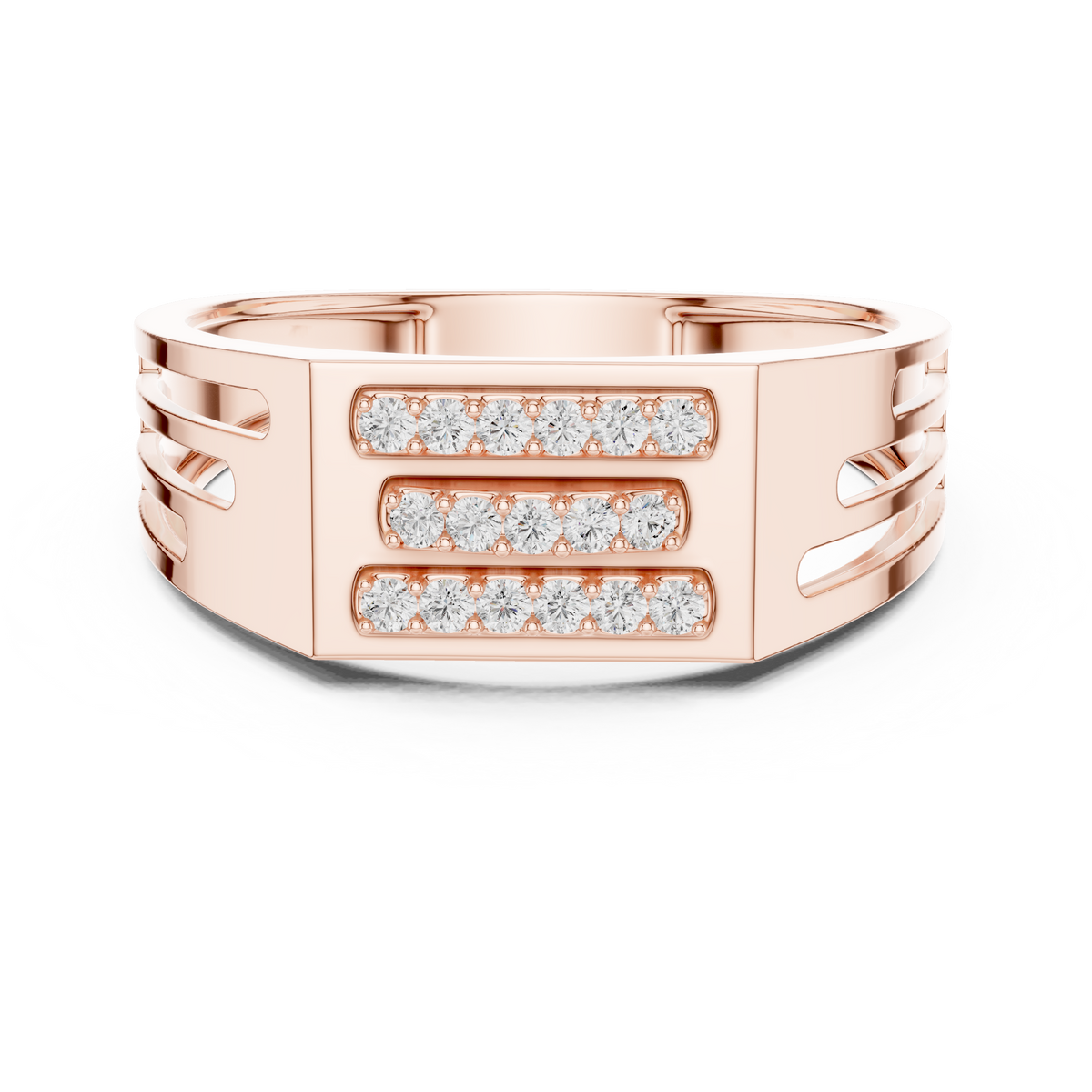 Cavellion Triple Bar Pavé Lab Grown Diamond Ring