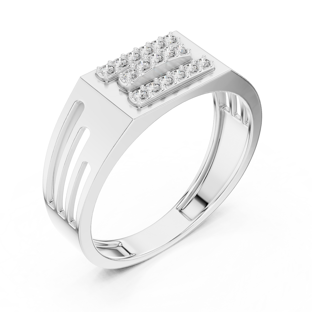 Cavellion Triple Bar Pavé Lab Grown Diamond Ring