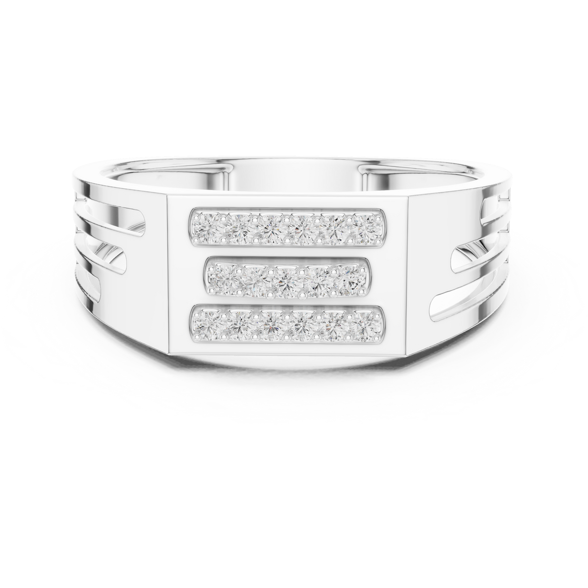 Cavellion Triple Bar Pavé Lab Grown Diamond Ring