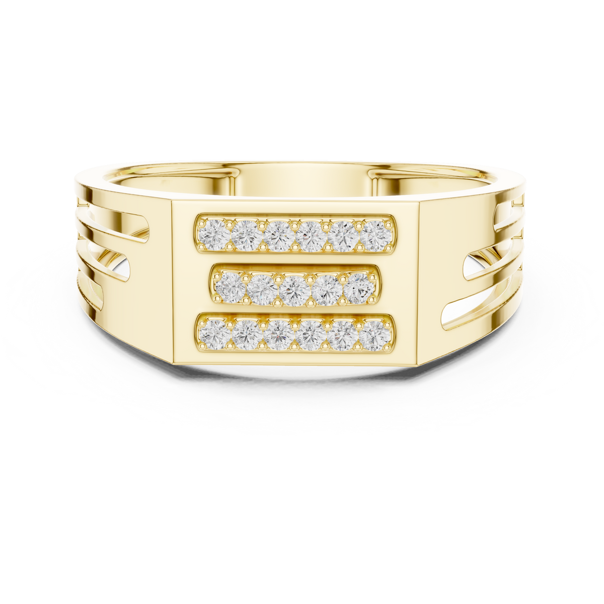 Cavellion Triple Bar Pavé Lab Grown Diamond Ring