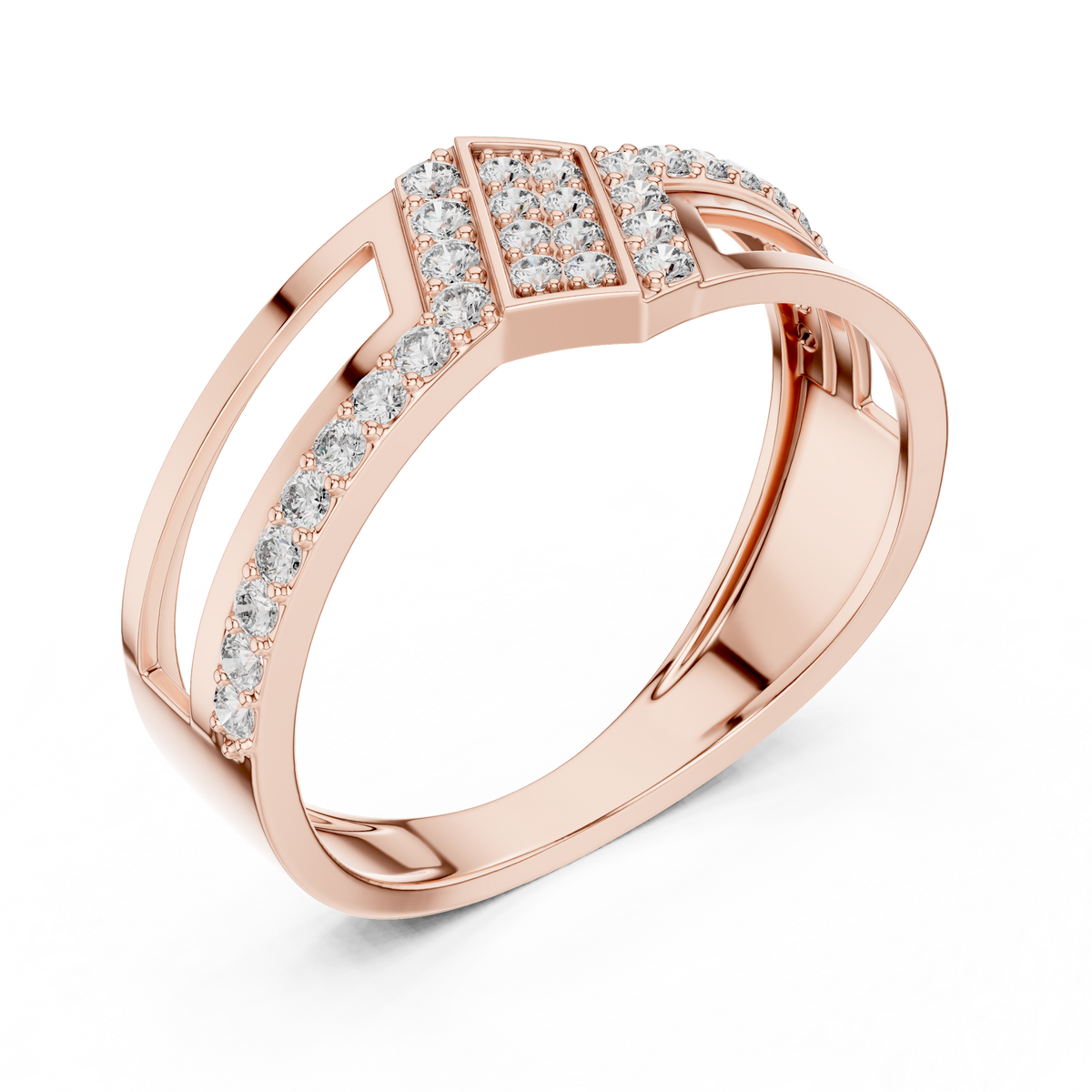 Zavienne Angled Pavé Lab Grown Diamond Ring