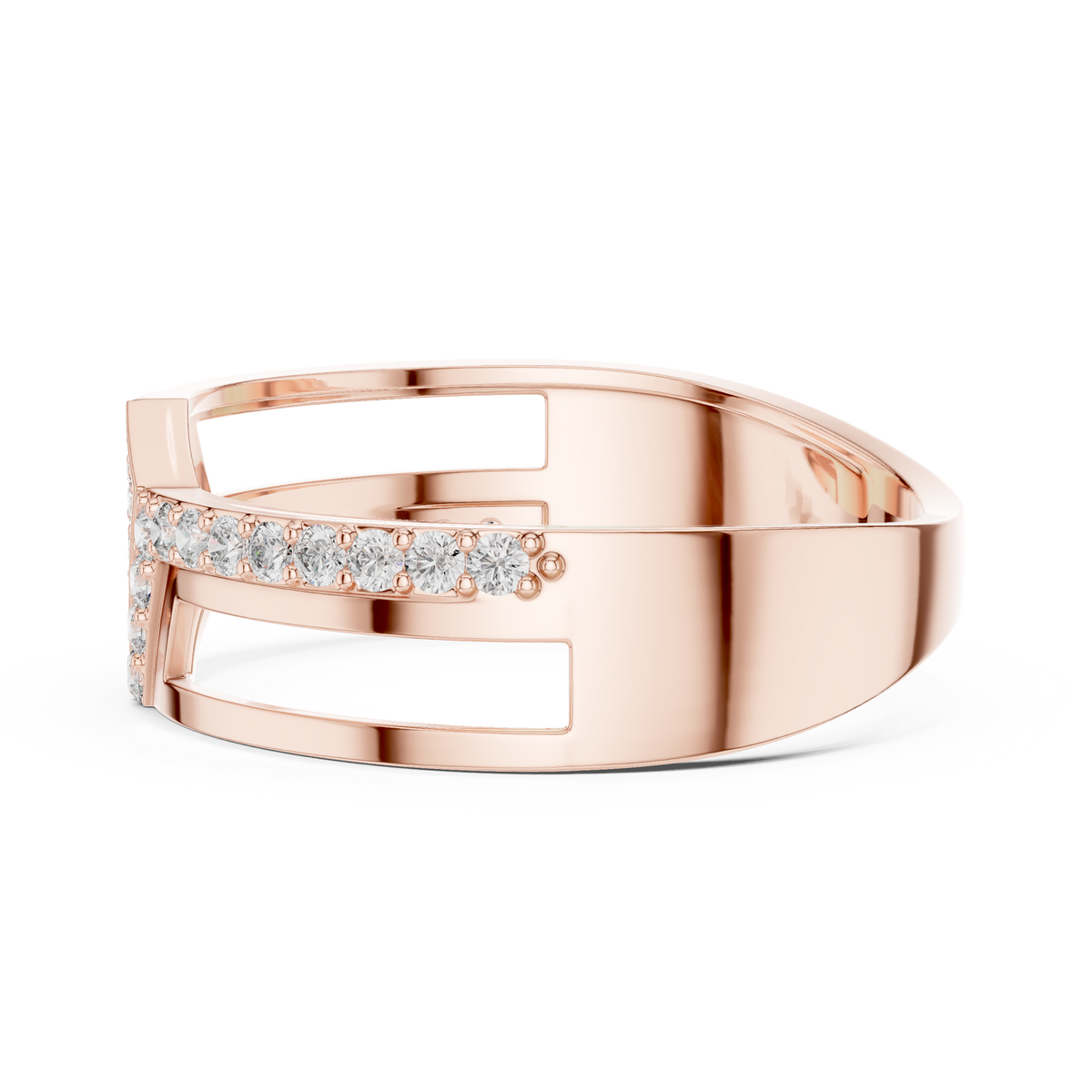 Zavienne Angled Pavé Lab Grown Diamond Ring