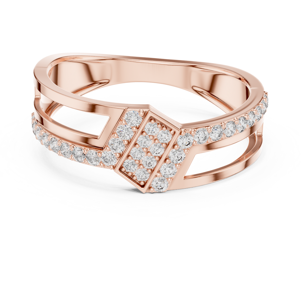 Zavienne Angled Pavé Lab Grown Diamond Ring