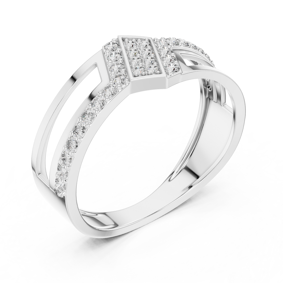Zavienne Angled Pavé Lab Grown Diamond Ring