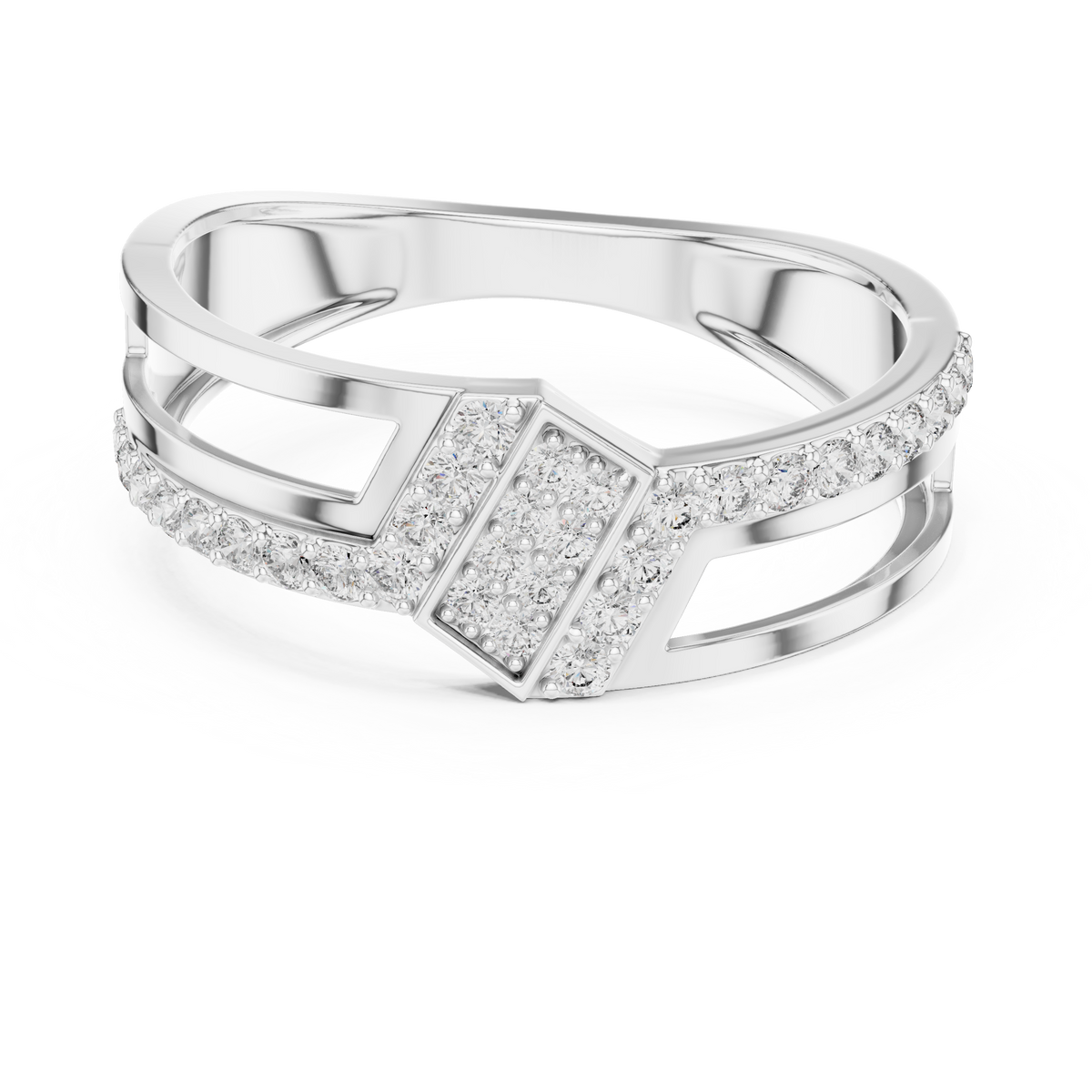 Zavienne Angled Pavé Lab Grown Diamond Ring