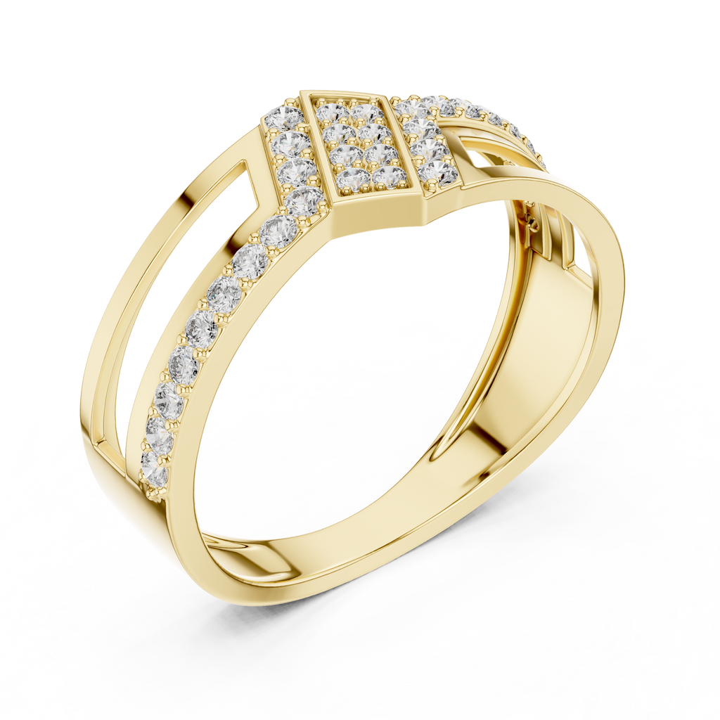 Zavienne Angled Pavé Lab Grown Diamond Ring