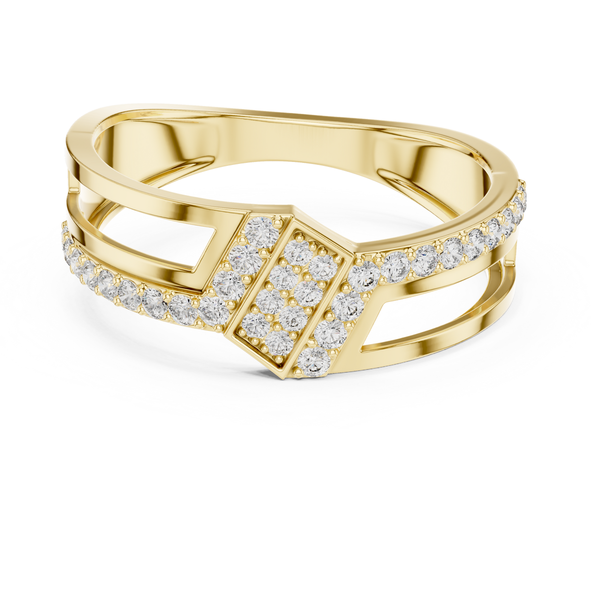 Zavienne Angled Pavé Lab Grown Diamond Ring