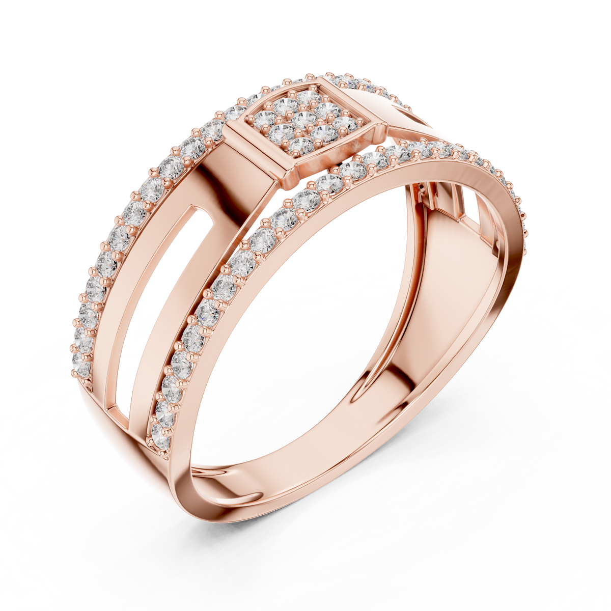 Lunavelle Square Pavé Lab Grown Diamond Ring