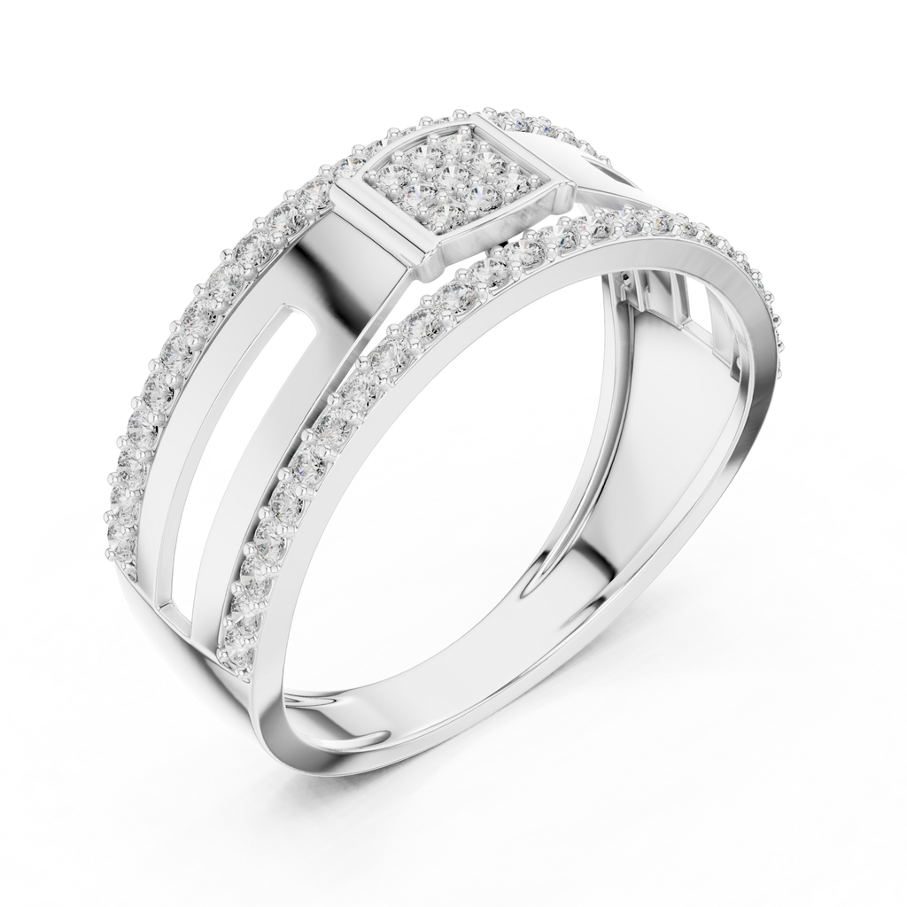 Lunavelle Square Pavé Lab Grown Diamond Ring