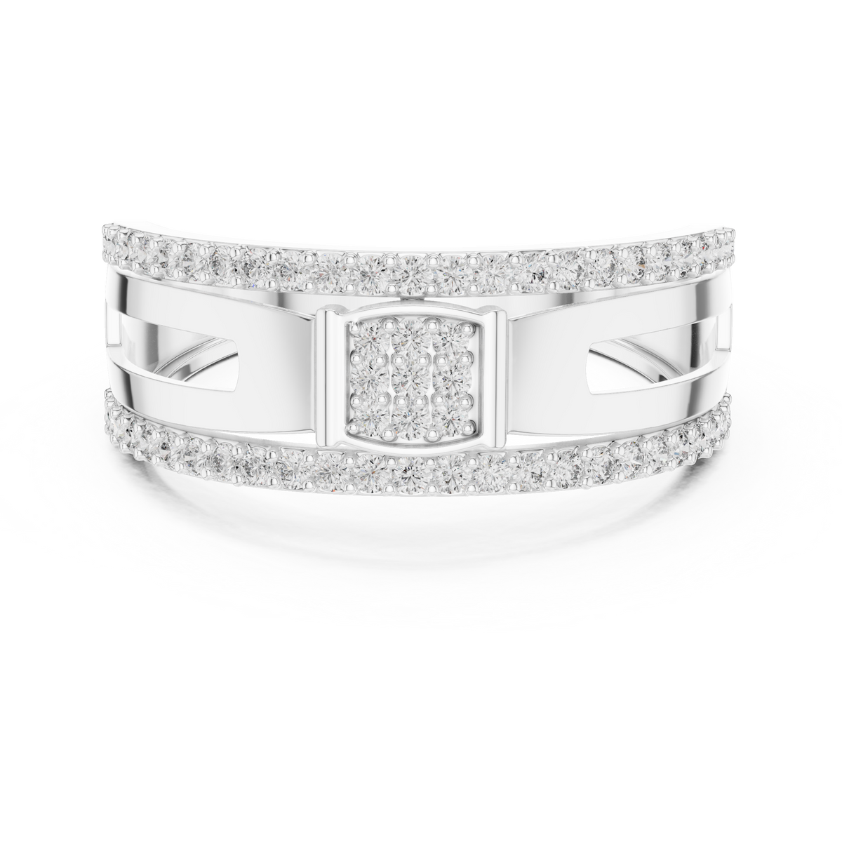 Lunavelle Square Pavé Lab Grown Diamond Ring