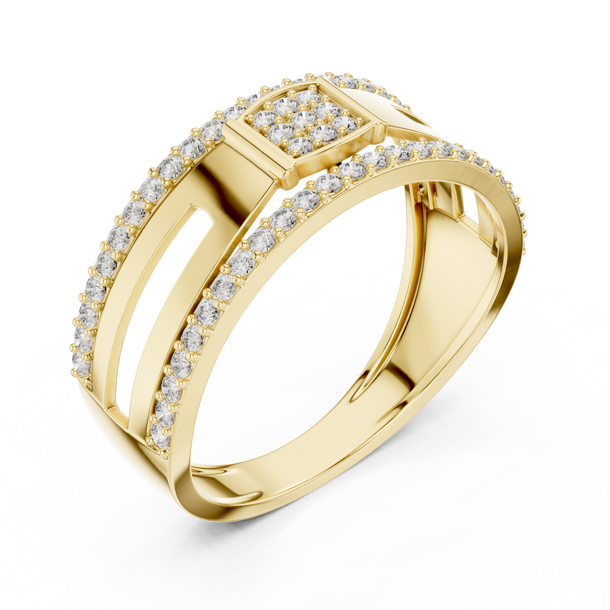 Lunavelle Square Pavé Lab Grown Diamond Ring