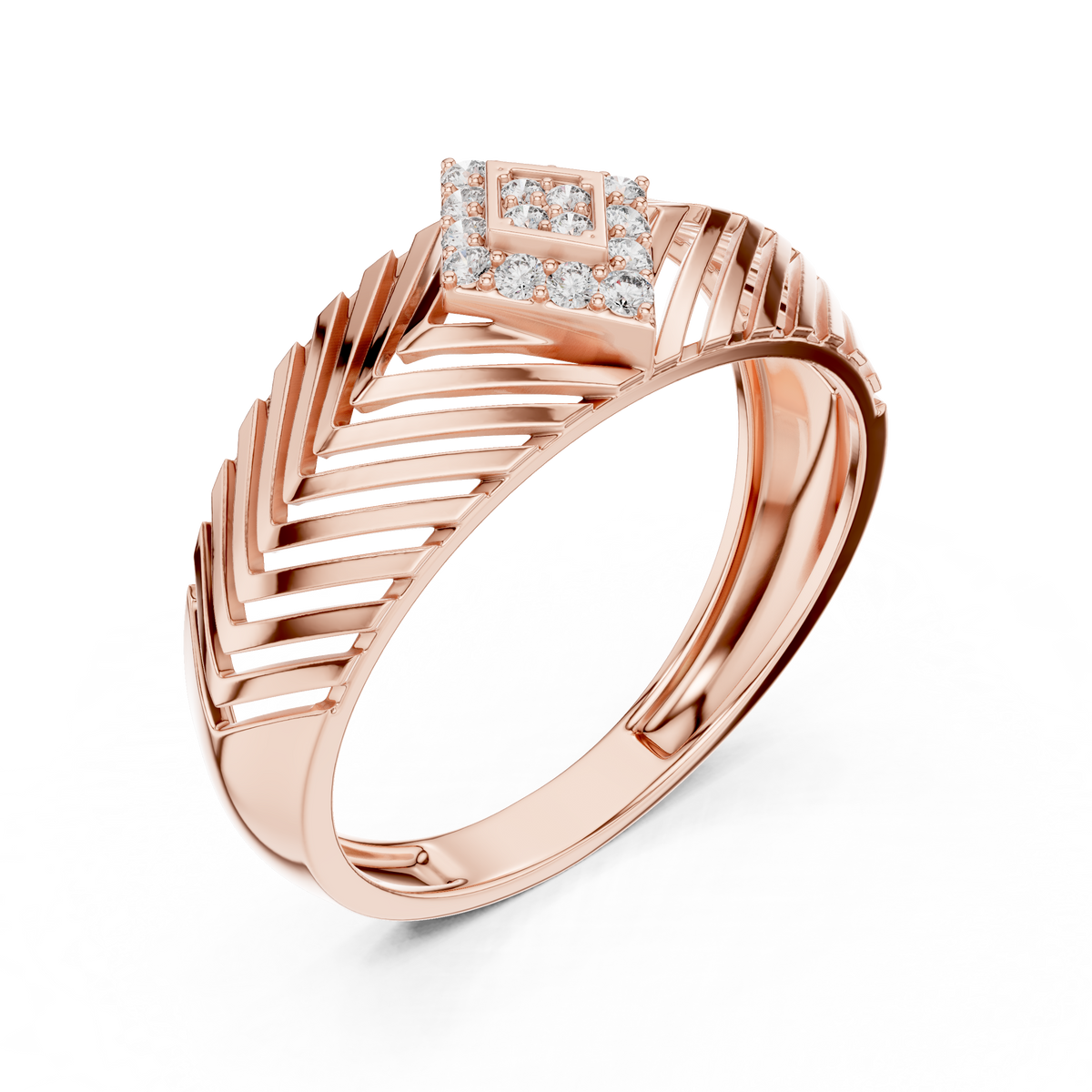 Zarellia Chevron Halo Lab Grown Diamond Ring