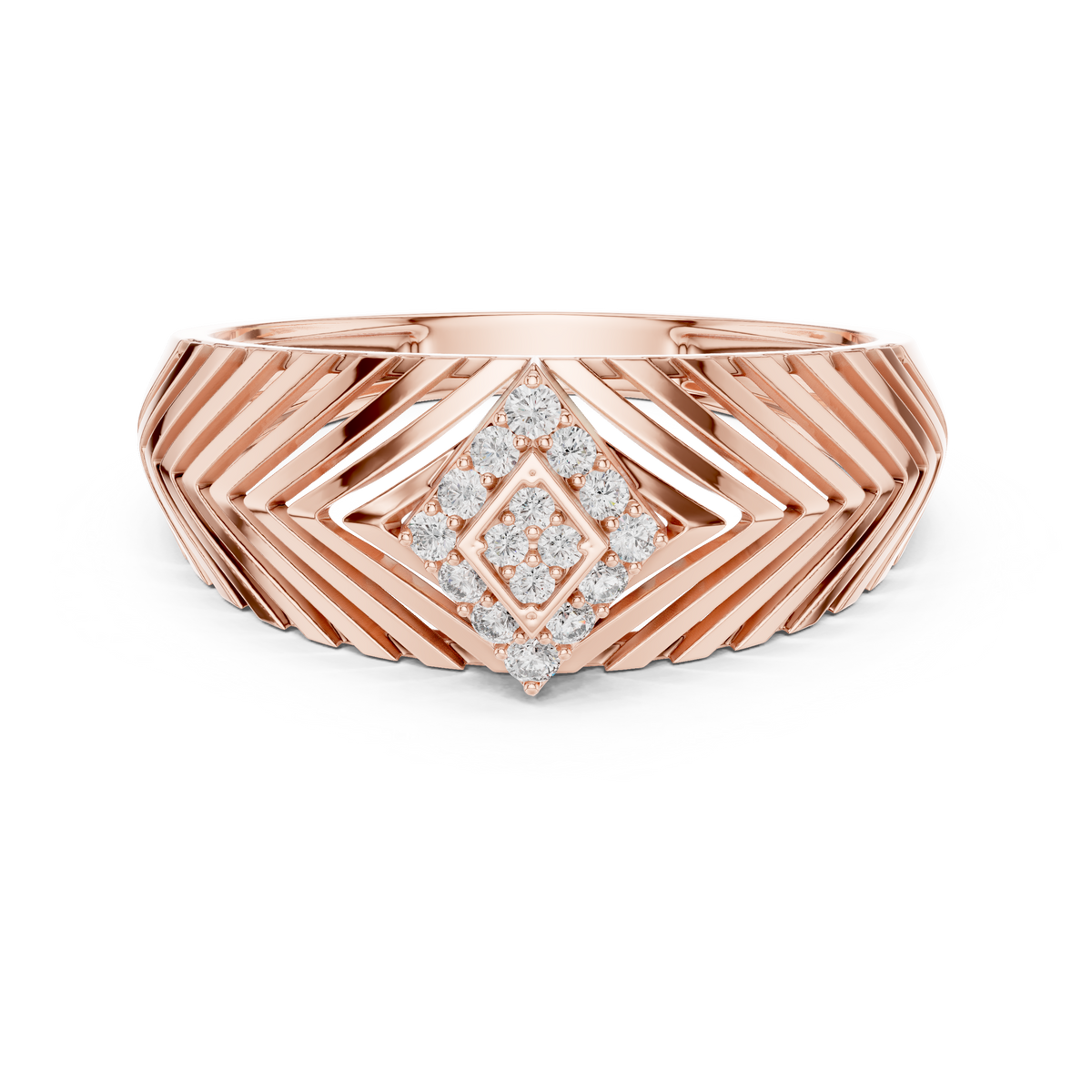 Zarellia Chevron Halo Lab Grown Diamond Ring