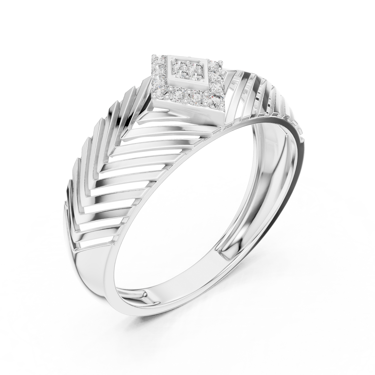 Zarellia Chevron Halo Lab Grown Diamond Ring