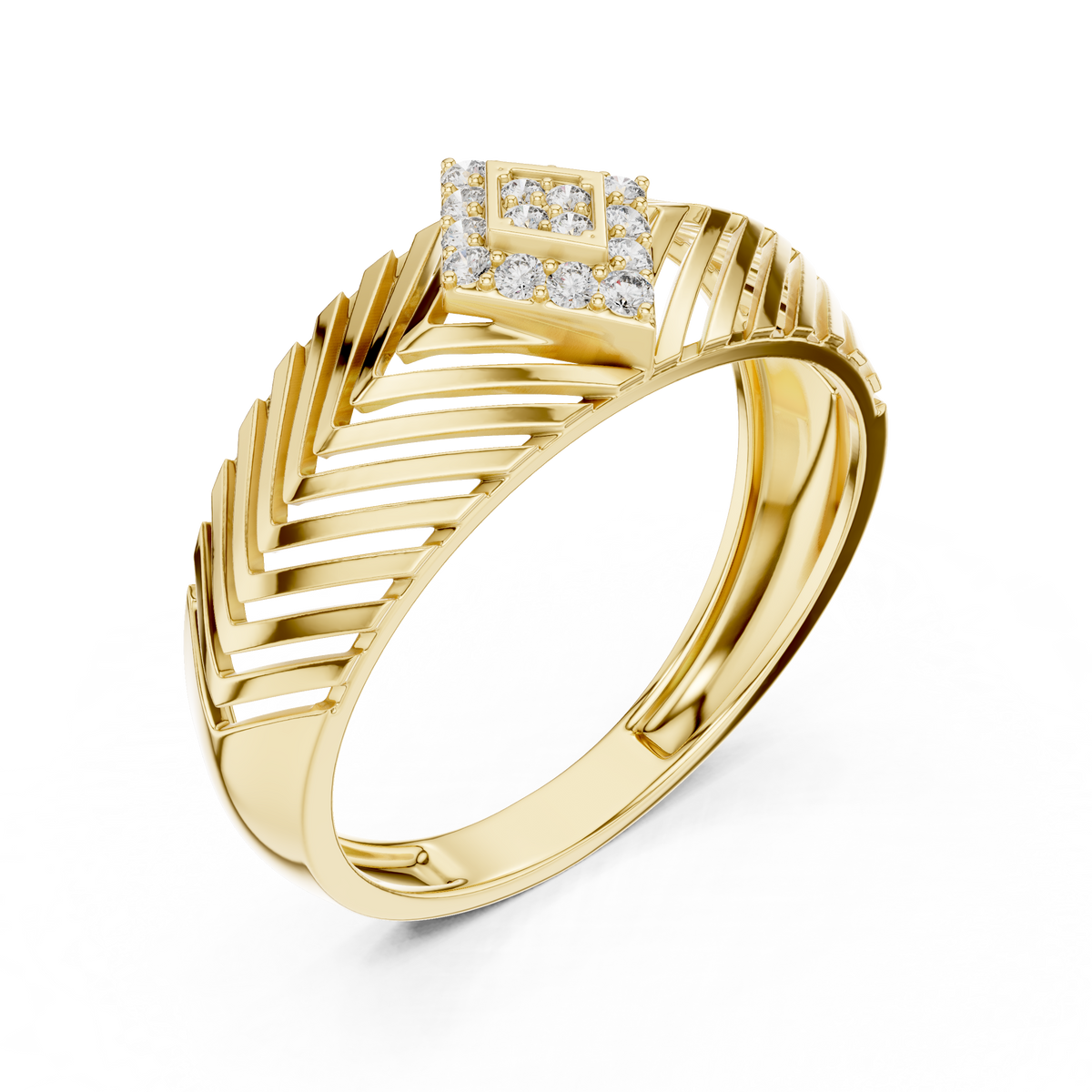 Zarellia Chevron Halo Lab Grown Diamond Ring