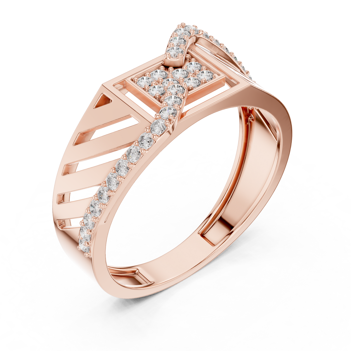 Valencia Diagonal Pavé Lab Grown Diamond Ring