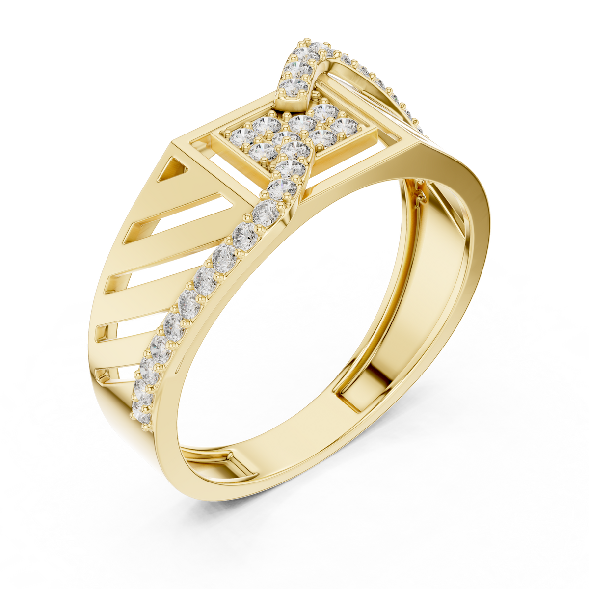 Valencia Diagonal Pavé Lab Grown Diamond Ring