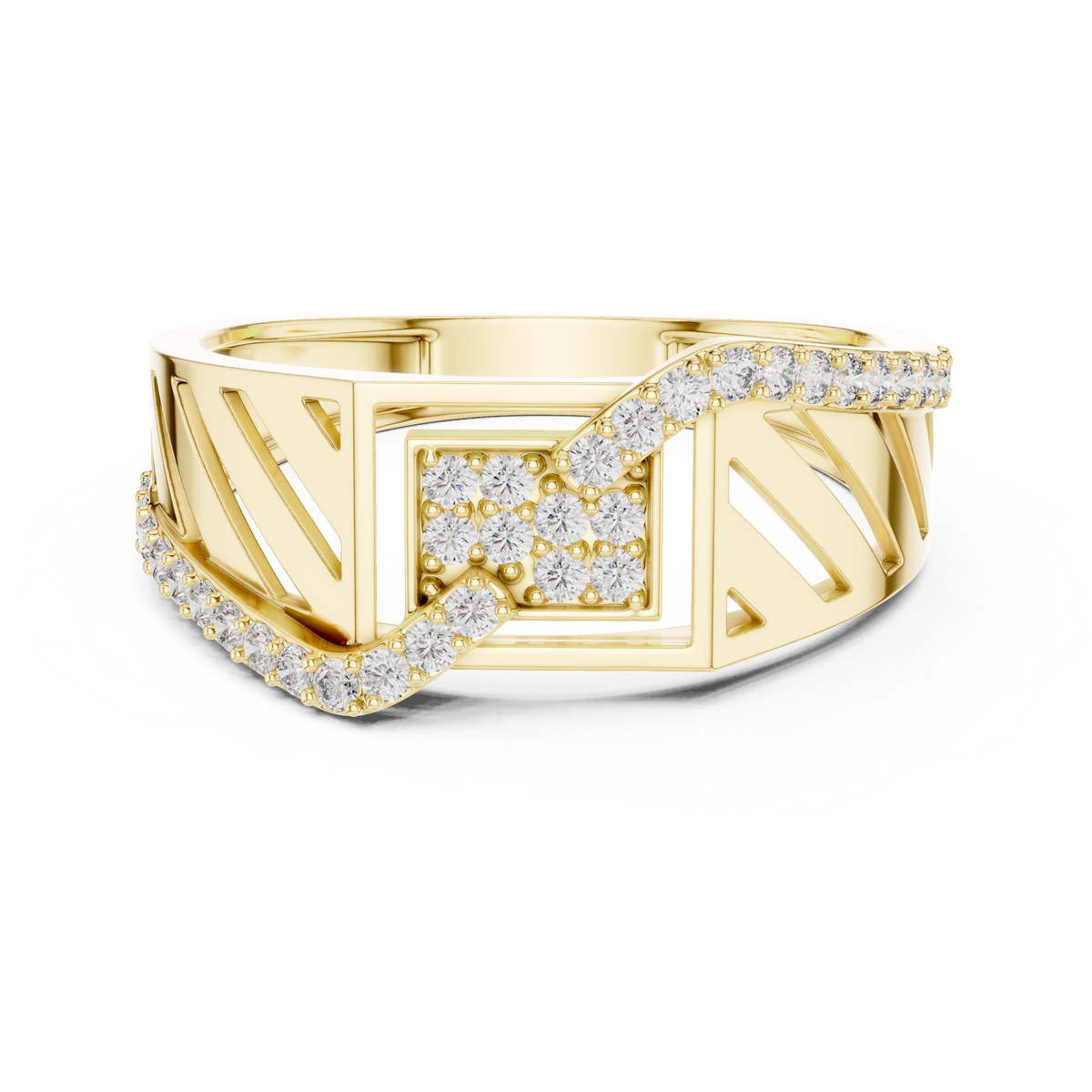 Valencia Diagonal Pavé Lab Grown Diamond Ring