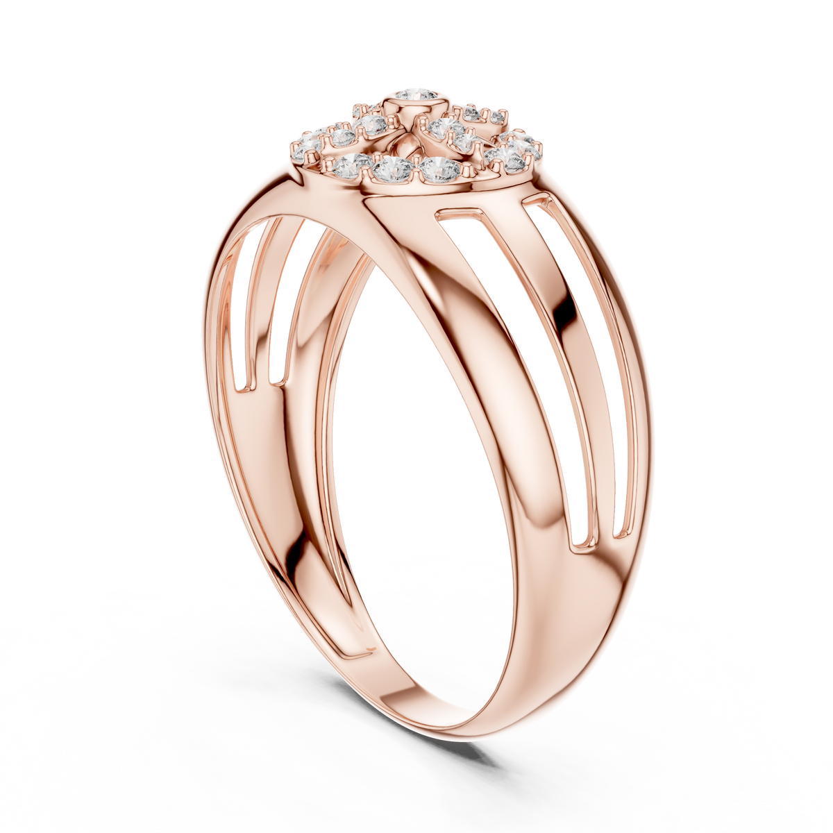 Aurevane Floral Medallion Lab Grown Diamond Band Ring