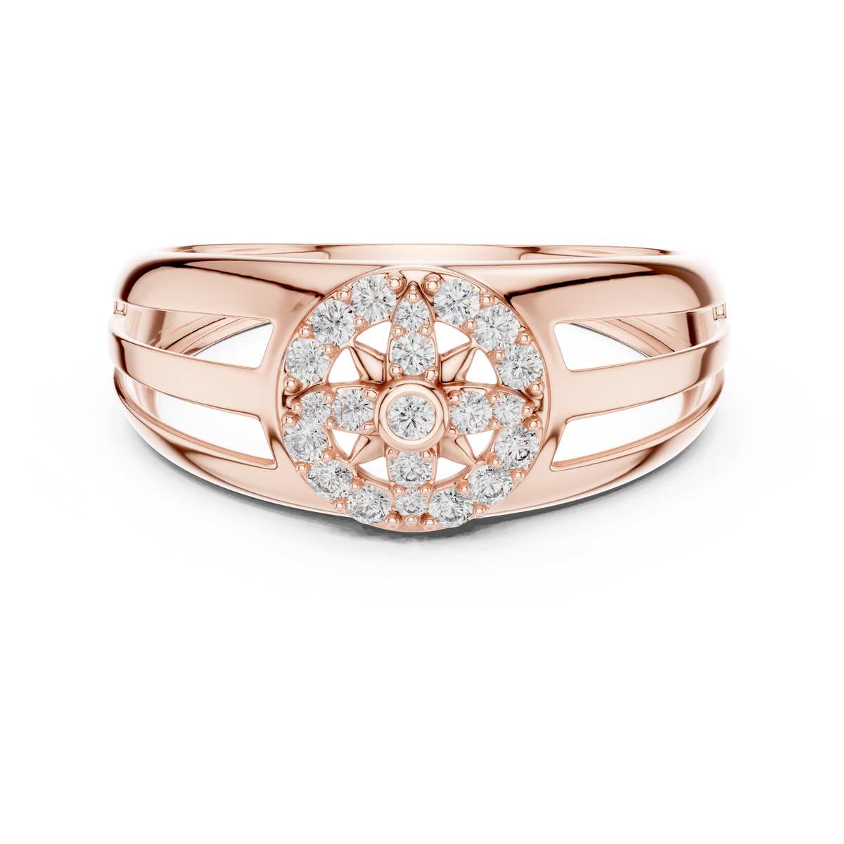 Aurevane Floral Medallion Lab Grown Diamond Band Ring
