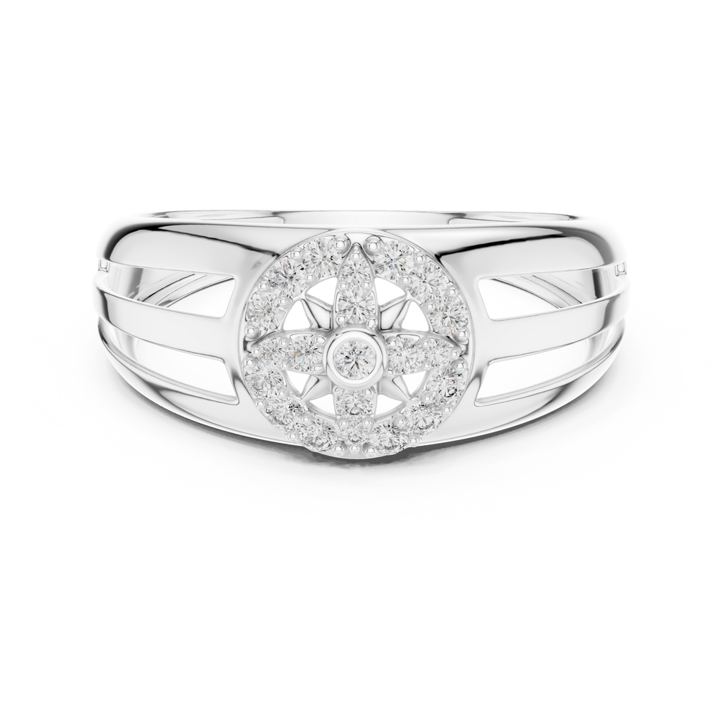 Aurevane Floral Medallion Lab Grown Diamond Band Ring