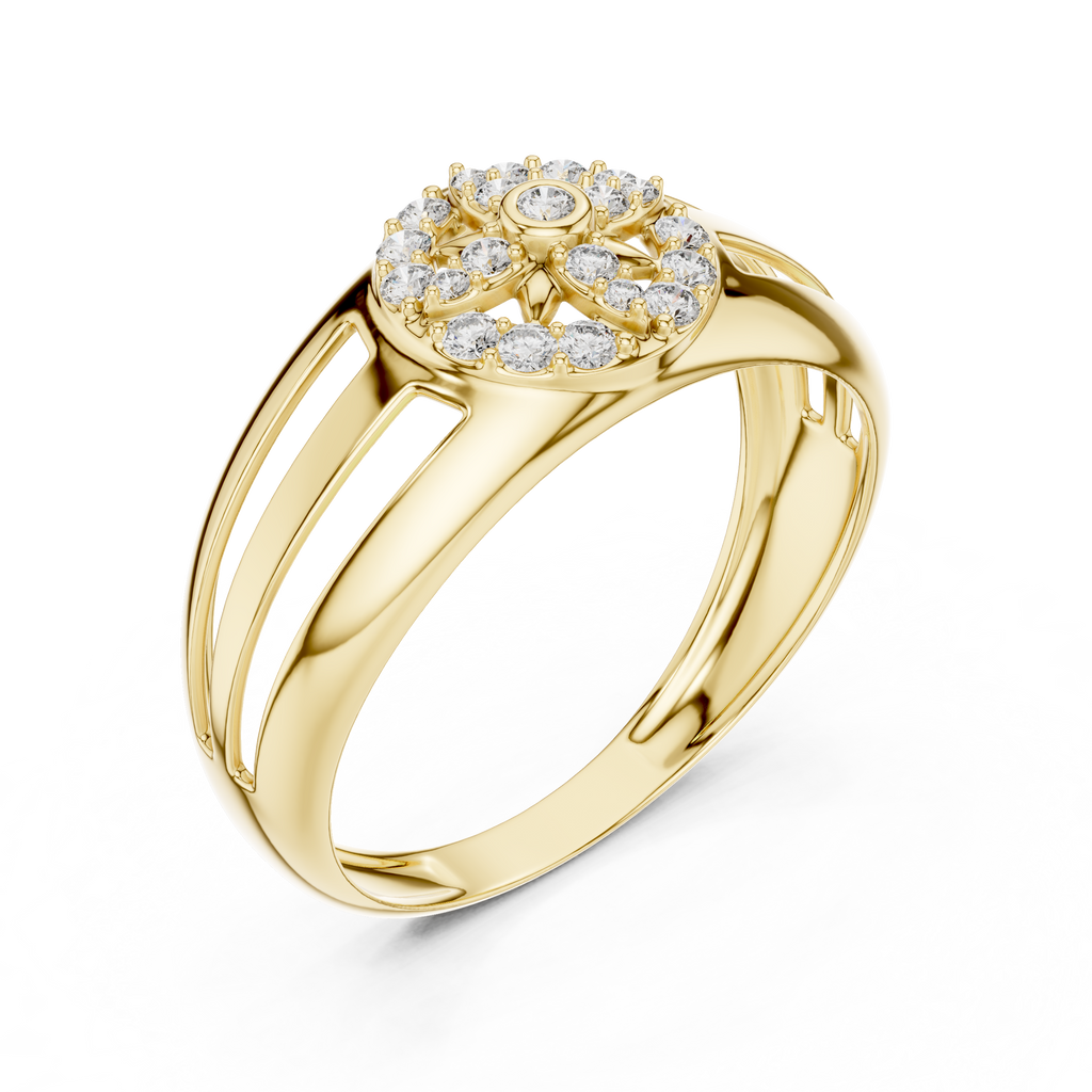 Aurevane Floral Medallion Lab Grown Diamond Band Ring