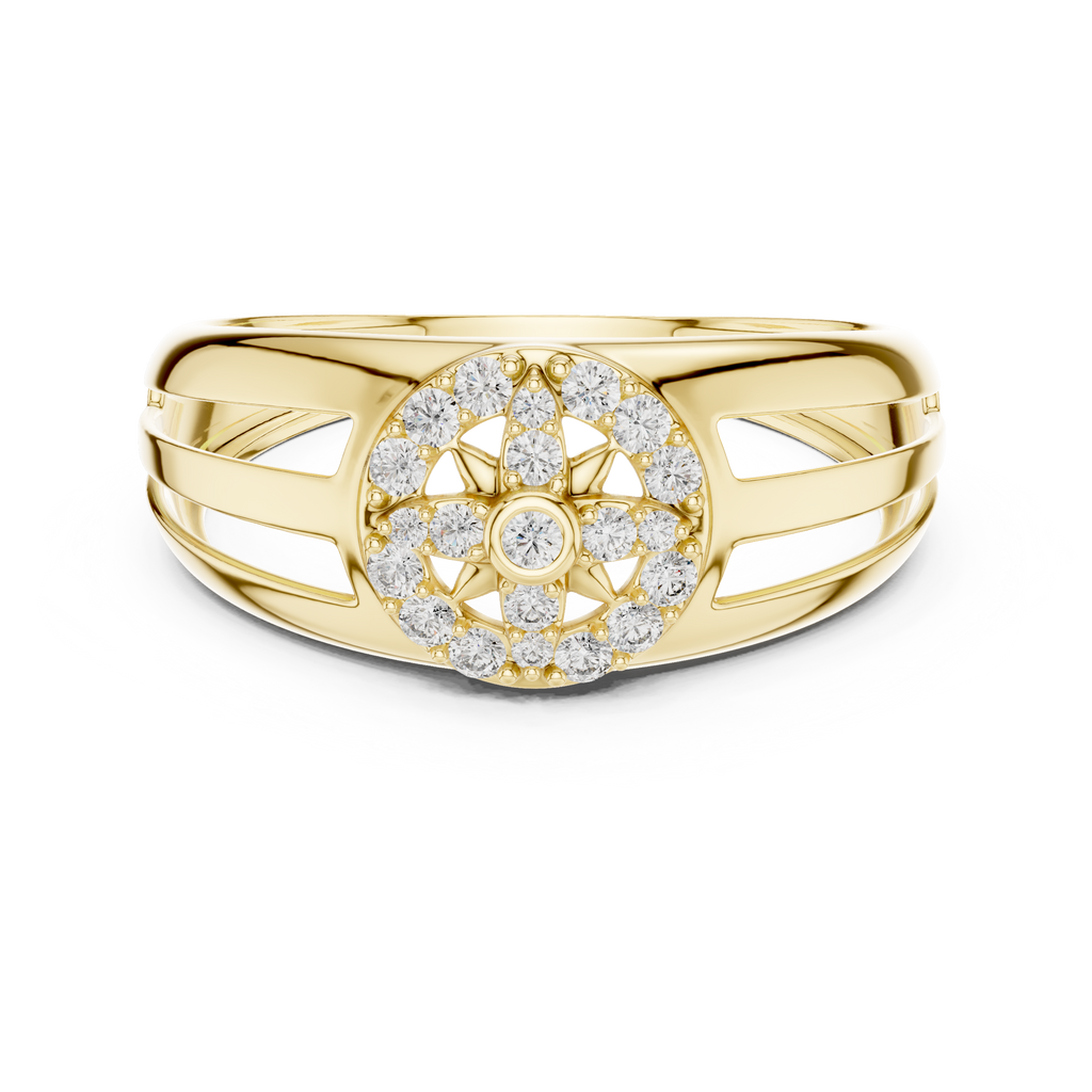 Aurevane Floral Medallion Lab Grown Diamond Band Ring