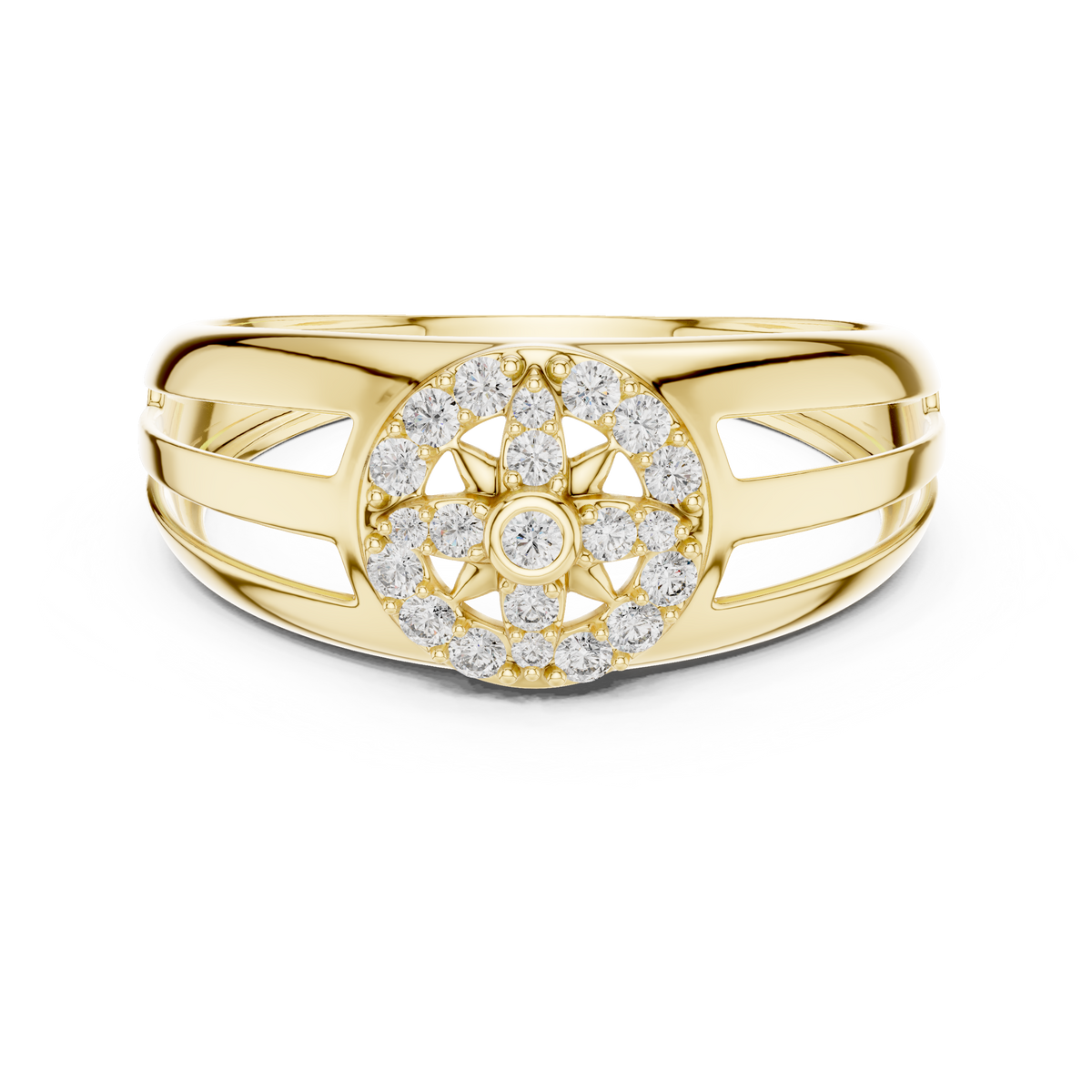 Aurevane Floral Medallion Lab Grown Diamond Band Ring